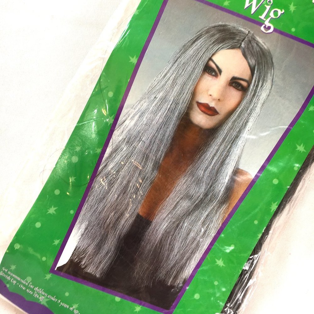 Long Grey Wig Theatrical Halloween Disguise NOS NWT